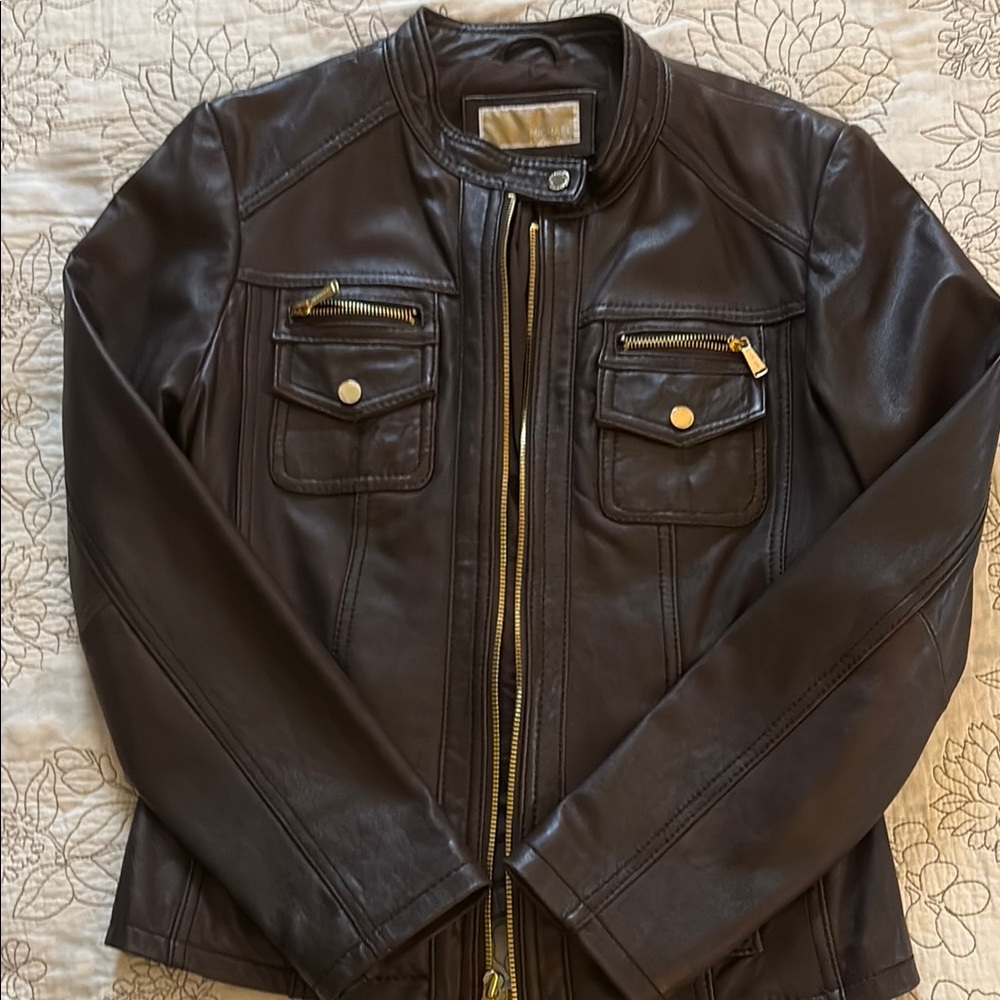 Michael Kors Brown Leather Jacket